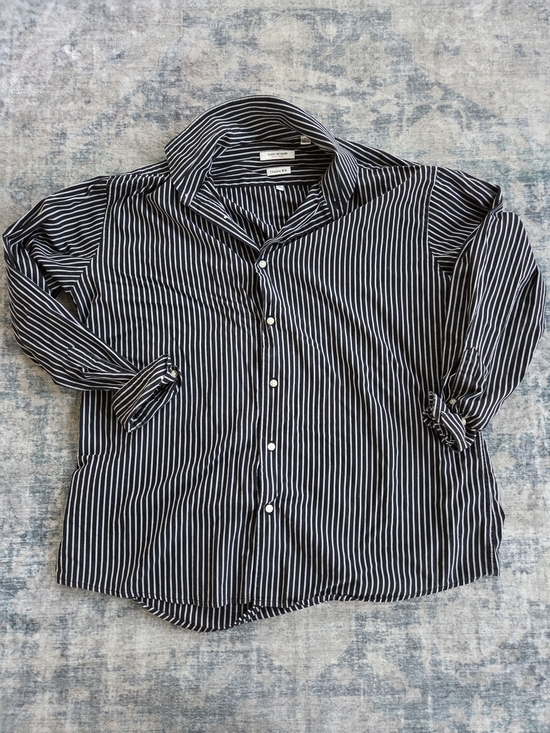 Isaac Mizrahi Tops - Isaac Mizrahi Black and White Striped Classic Fit Shirt